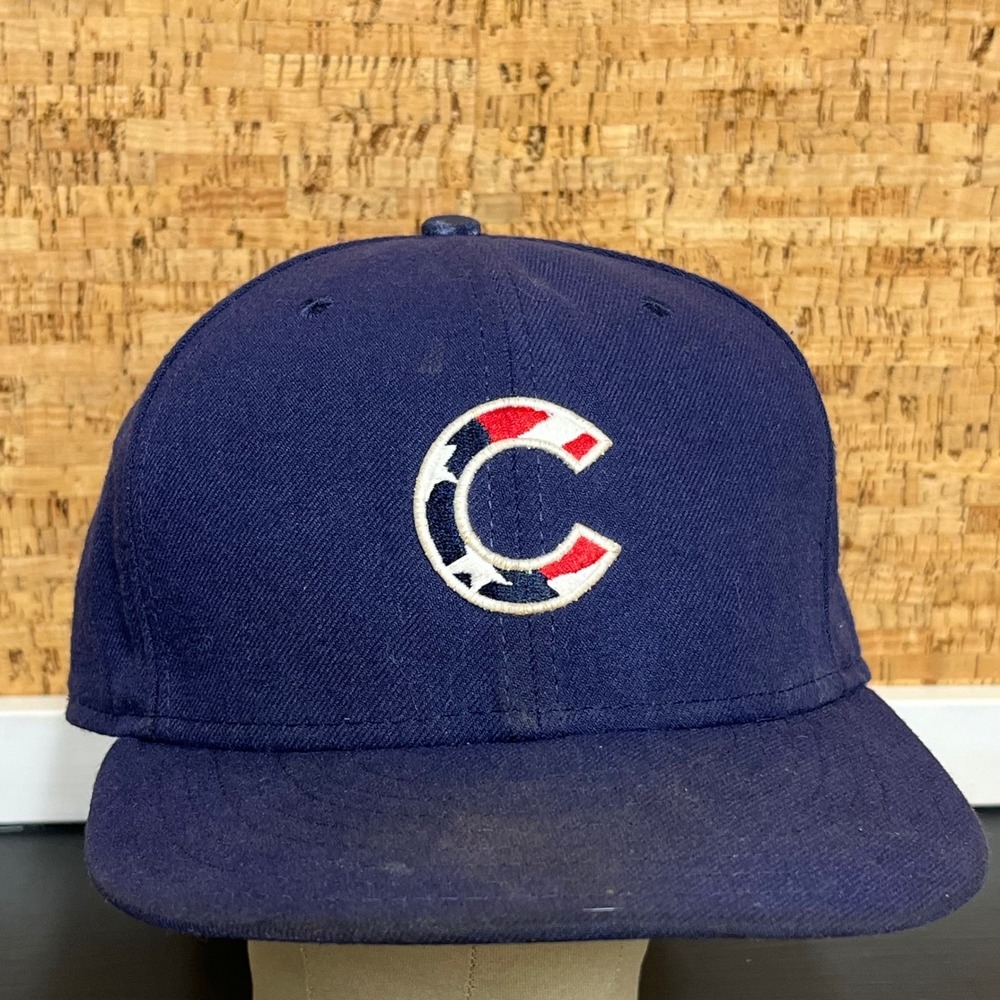 Chicago Cubs MLB Stars Stripes Hat Navy Blue new era Fitted 7 3/4 made is USA